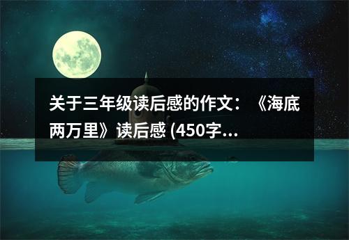 關于三年級讀后感的作文：《海底兩萬里》讀后感 (450字)