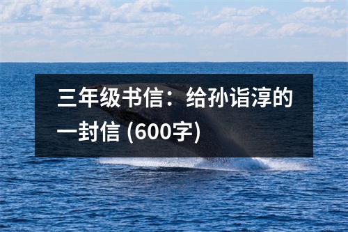 三年級(jí)書信：給孫詣淳的一封信 (600字)