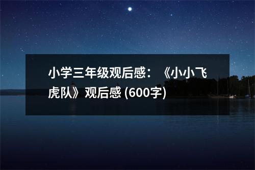 小學(xué)三年級(jí)觀后感：《小小飛虎隊(duì)》觀后感 (600字)