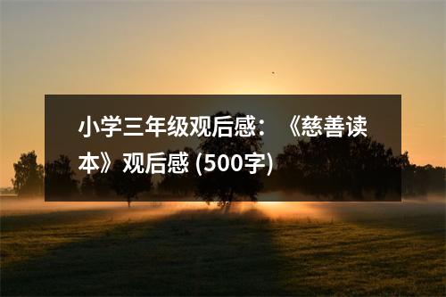 小學(xué)三年級觀后感：《慈善讀本》觀后感 (500字)