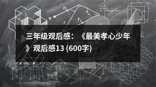 三年級觀后感：《最美孝心少年》觀后感13 (600字)