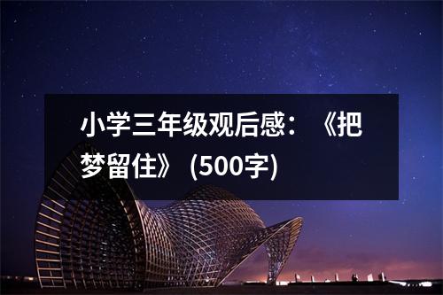 小學(xué)三年級觀后感：《把夢留住》 (500字)