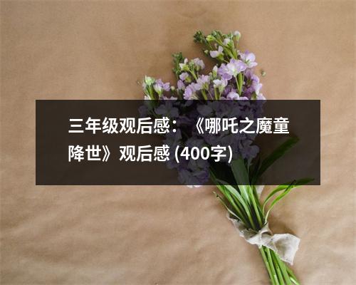 三年級(jí)觀后感：《哪吒之魔童降世》觀后感 (400字)