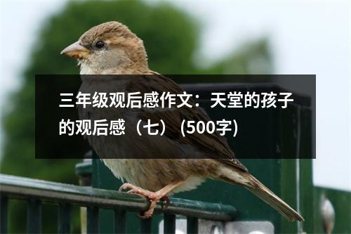 三年級觀后感作文：天堂的孩子的觀后感（七） (500字)
