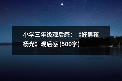小學(xué)三年級觀后感：《好男孩楊光》觀后感 (500字)