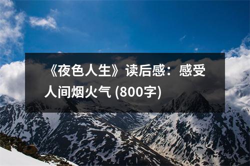 《夜色人生》讀后感：感受人間煙火氣 (800字)