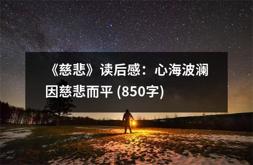 《慈悲》讀后感：心海波瀾因慈悲而平 (850字)