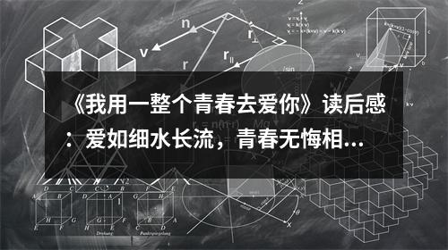 《我用一整個(gè)青春去愛你》讀后感：愛如細(xì)水長流，青春無悔相伴 (1000字)