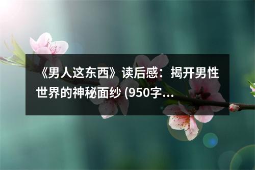 《男人這東西》讀后感：揭開(kāi)男性世界的神秘面紗 (950字)
