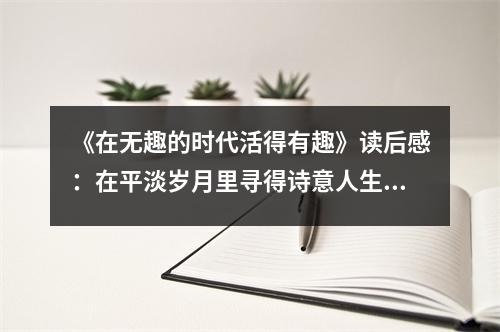 《在無趣的時代活得有趣》讀后感：在平淡歲月里尋得詩意人生 (750字)