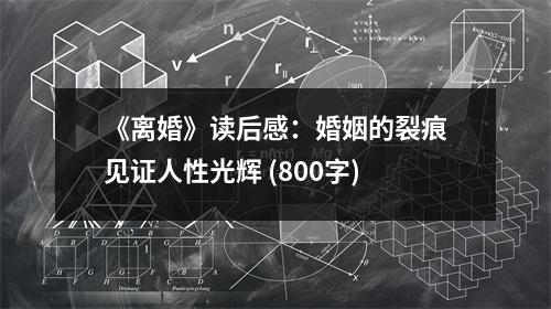 《離婚》讀后感：婚姻的裂痕見證人性光輝 (800字)