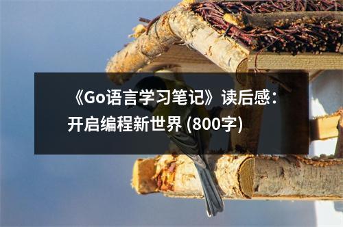 《Go語(yǔ)言學(xué)習(xí)筆記》讀后感：開啟編程新世界 (800字)