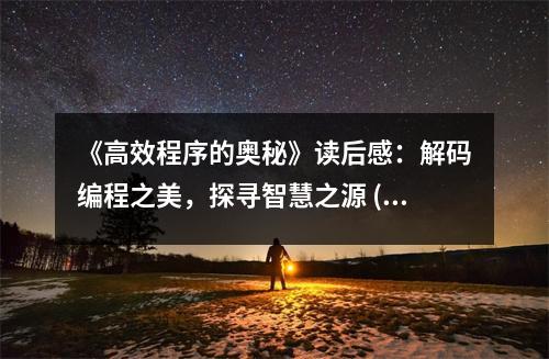 《高效程序的奧秘》讀后感：解碼編程之美，探尋智慧之源 (700字)