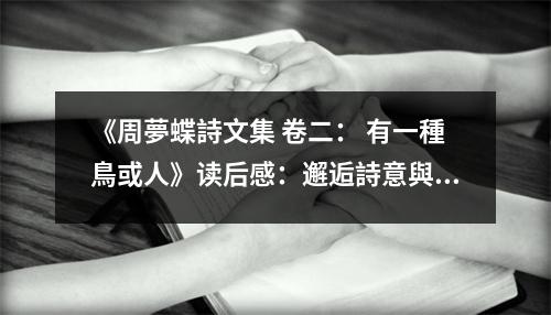 《周夢蝶詩文集 卷二： 有一種鳥或人》讀后感：邂逅詩意與靈魂的舞動 (800字)