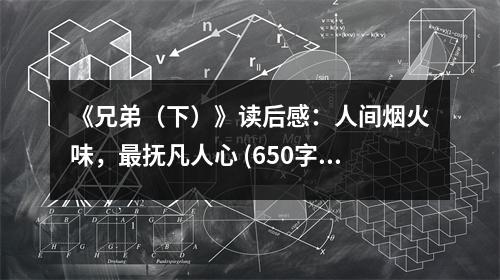 《兄弟（下）》讀后感：人間煙火味，最撫凡人心 (650字)
