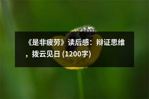 《是非疲勞》讀后感：辯證思維，撥云見日 (1200字)