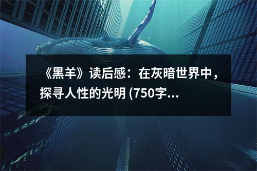 《黑羊》讀后感：在灰暗世界中，探尋人性的光明 (750字)