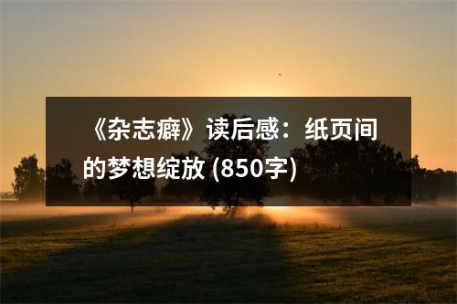 《雜志癖》讀后感：紙頁(yè)間的夢(mèng)想綻放 (850字)
