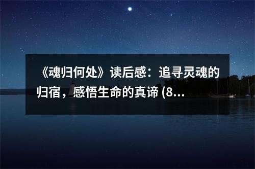 《魂歸何處》讀后感：追尋靈魂的歸宿，感悟生命的真諦 (850字)