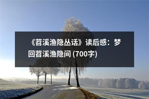 《苕溪漁隱叢話》讀后感：夢(mèng)回苕溪漁隱間 (700字)
