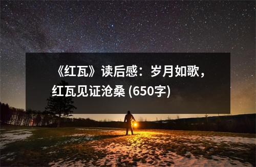 《紅瓦》讀后感：歲月如歌，紅瓦見證滄桑 (650字)