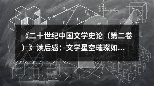 《二十世紀(jì)中國(guó)文學(xué)史論（第二卷）》讀后感：文學(xué)星空璀璨如星河 (1100字)