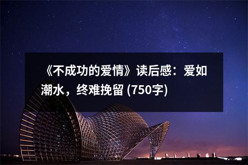 《不成功的愛情》讀后感：愛如潮水，終難挽留 (750字)