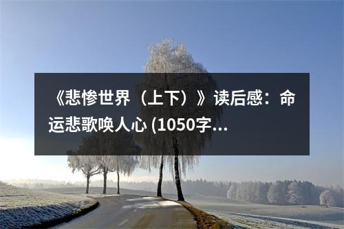 《悲慘世界（上下）》讀后感：命運(yùn)悲歌喚人心 (1050字)