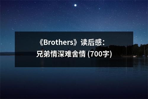 《Brothers》讀后感：兄弟情深難舍情 (700字)