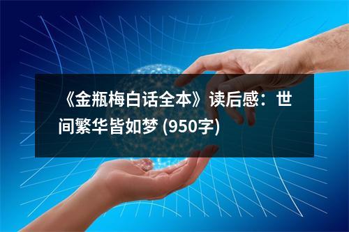 《金瓶梅白話全本》讀后感：世間繁華皆如夢 (950字)