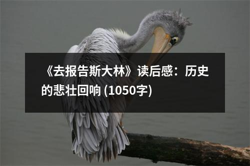 《去報(bào)告斯大林》讀后感：歷史的悲壯回響 (1050字)