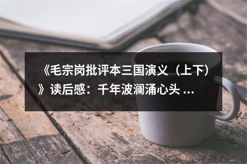 《毛宗崗批評本三國演義（上下）》讀后感：千年波瀾涌心頭 (850字)