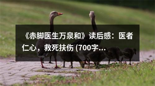 《赤腳醫(yī)生萬泉和》讀后感：醫(yī)者仁心，救死扶傷 (700字)