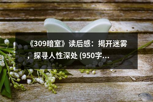 《309暗室》讀后感：揭開迷霧，探尋人性深處 (950字)