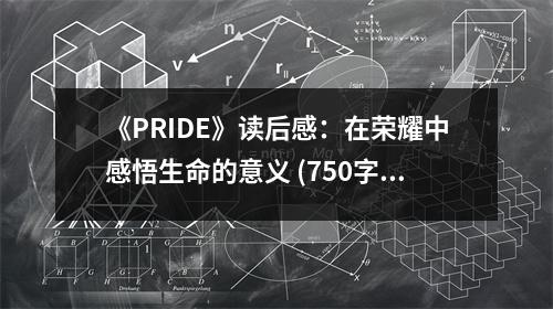 《PRIDE》讀后感：在榮耀中感悟生命的意義 (750字)