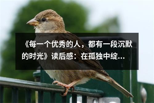 《每一個優(yōu)秀的人，都有一段沉默的時光》讀后感：在孤獨(dú)中綻放光芒 (850字)