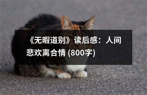 《無暇道別》讀后感：人間悲歡離合情 (800字)