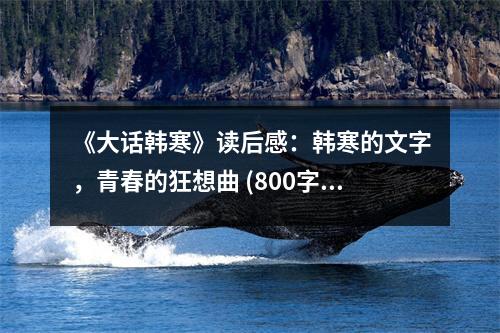 《大話韓寒》讀后感：韓寒的文字，青春的狂想曲 (800字)