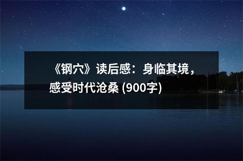 《鋼穴》讀后感：身臨其境，感受時代滄桑 (900字)