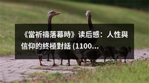 《當祈禱落幕時》讀后感：人性與信仰的終極對話 (1100字)