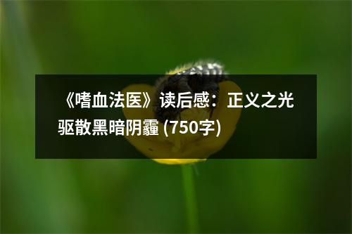 《嗜血法醫(yī)》讀后感：正義之光驅(qū)散黑暗陰霾 (750字)