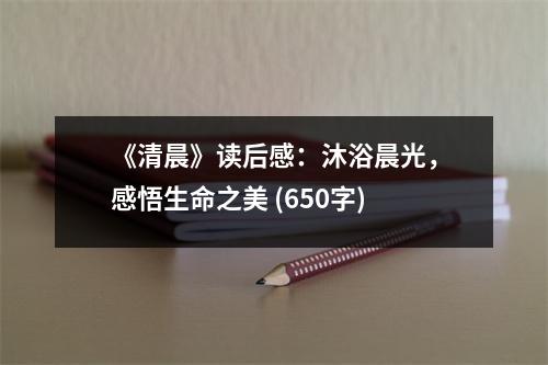 《清晨》讀后感：沐浴晨光，感悟生命之美 (650字)