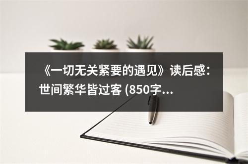《一切無關(guān)緊要的遇見》讀后感：世間繁華皆過客 (850字)