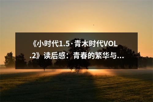 《小時(shí)代1.5·青木時(shí)代VOL.2》讀后感：青春的繁華與孤獨(dú)同行 (700字)