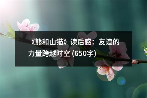《熊和山貓》讀后感：友誼的力量跨越時空 (650字)