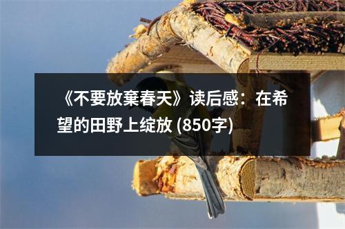 《不要放棄春天》讀后感：在希望的田野上綻放 (850字)