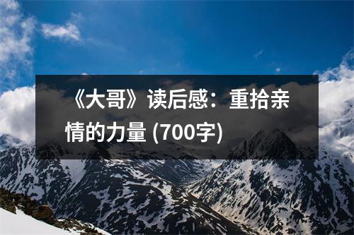 《大哥》讀后感：重拾親情的力量 (700字)