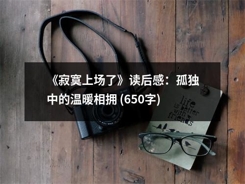 《寂寞上場了》讀后感：孤獨中的溫暖相擁 (650字)