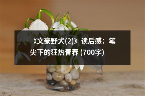 《文豪野犬(2)》讀后感：筆尖下的狂熱青春 (700字)