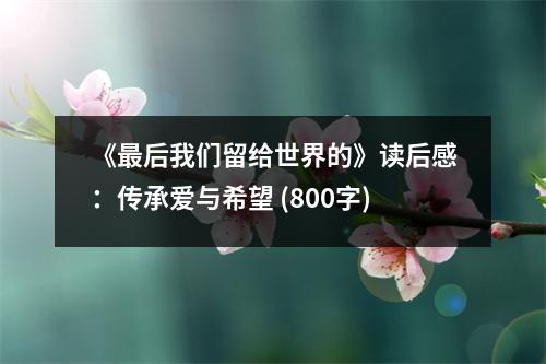 《最后我們留給世界的》讀后感：傳承愛與希望 (800字)